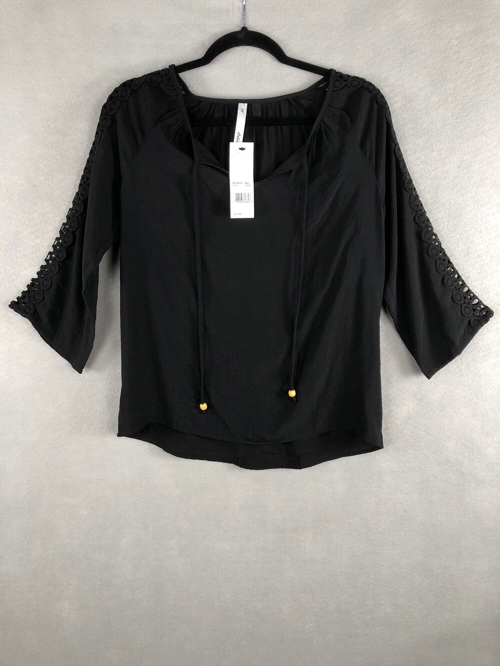 NY Collection Crochet Top Black Women's Size Small Petite NEW